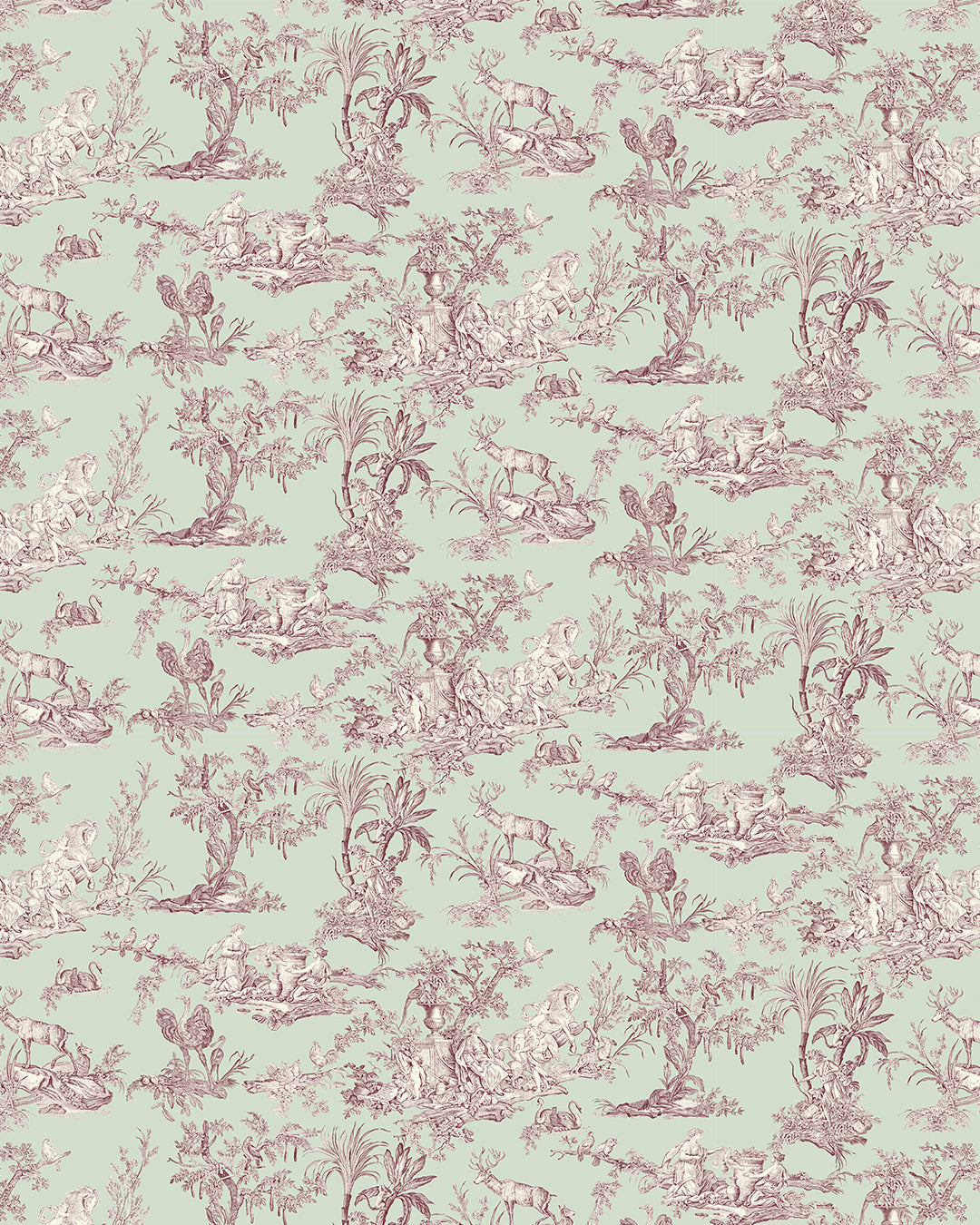 Toile naturaleza granate y verde