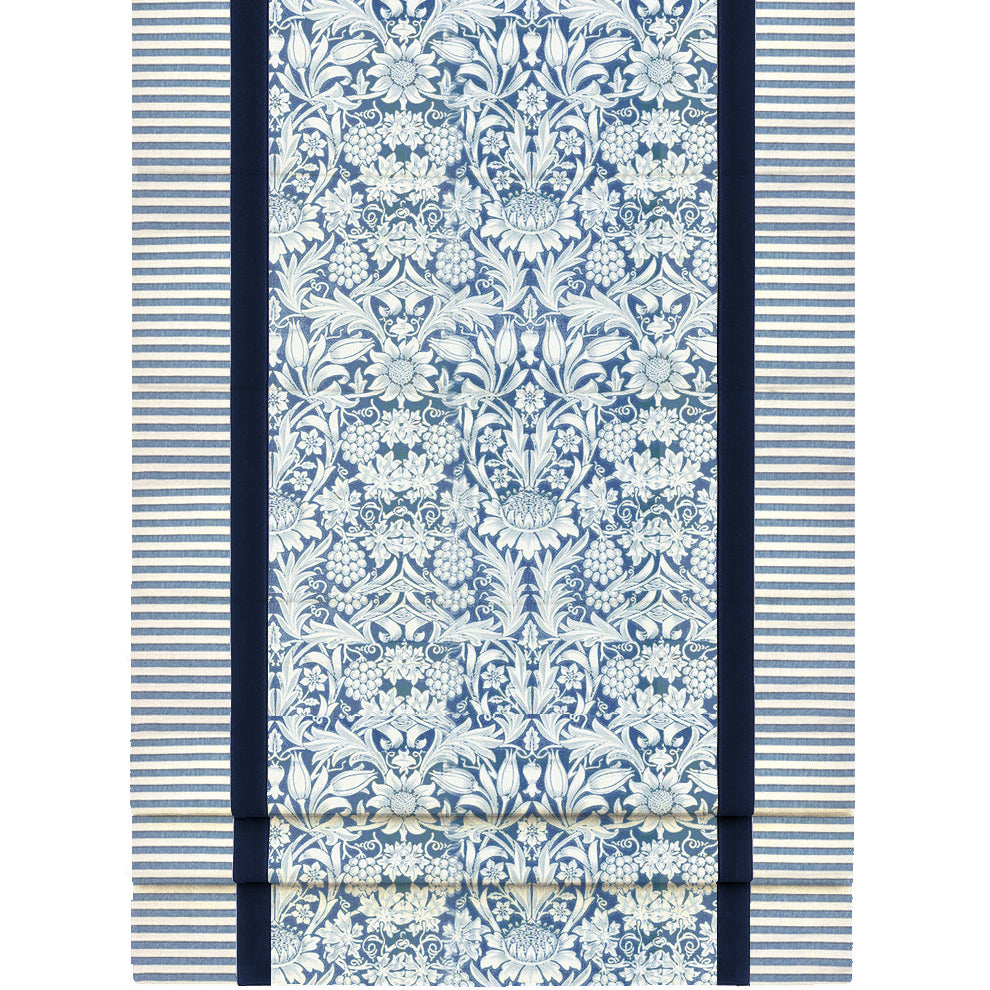 Floral y rayas azul